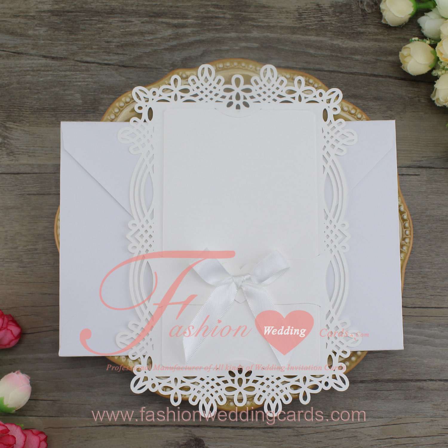 Elegant Blank Laser Cut Wedding Invitations Cheap
